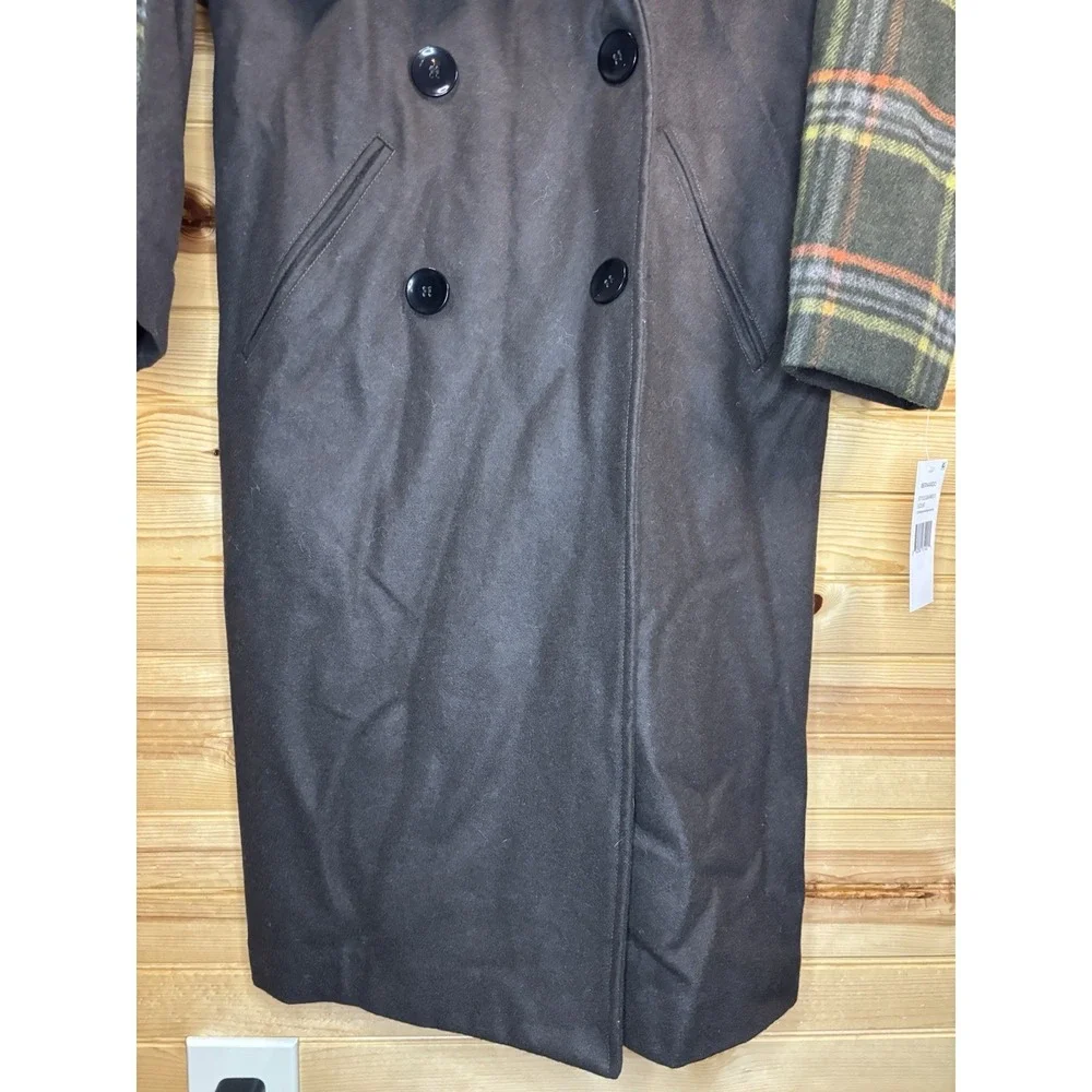 Women's Bernardo‎ Plaid Trench Coat Wool Blend Wrap Women's XS Green & Brown NWT - Picture 9 of 11